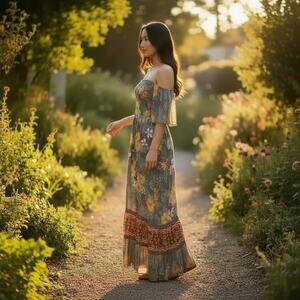 Altar’d State Maxi Dress. Boho Revival, garden core floral. Size small NWT